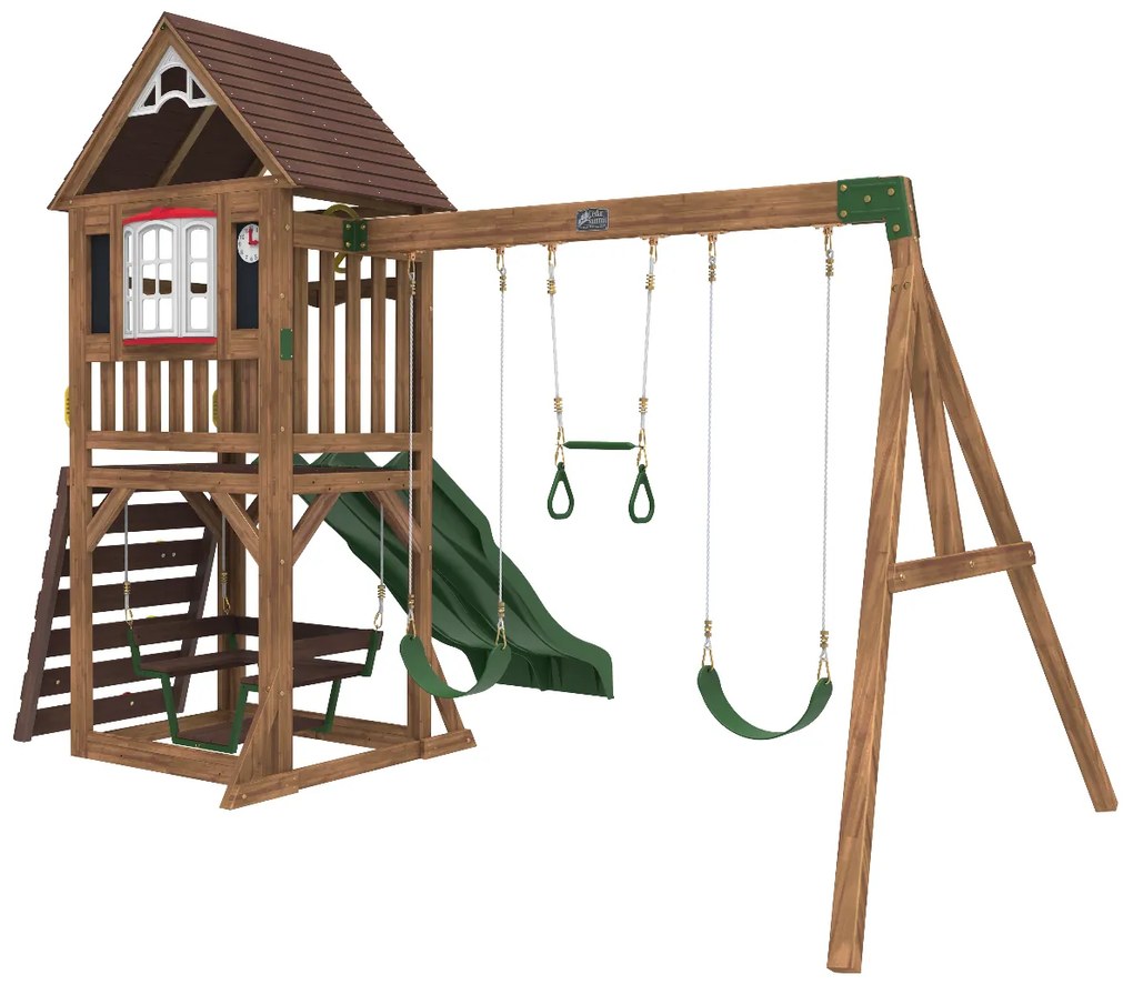 Parque infantil exterior madeira com escorrega e baloiço Lindale Swing