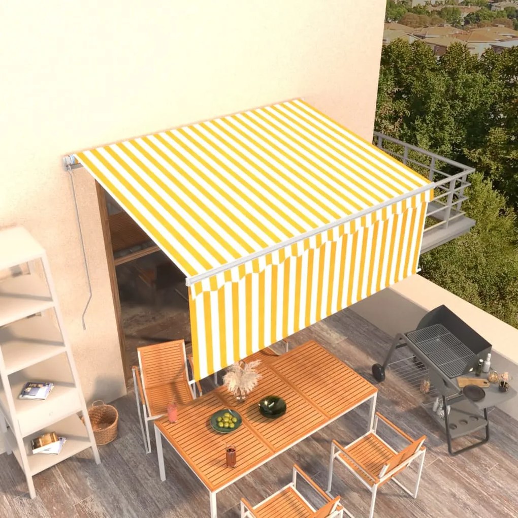 Toldo retrátil manual com estore 3,5x2,5 m amarelo e branco