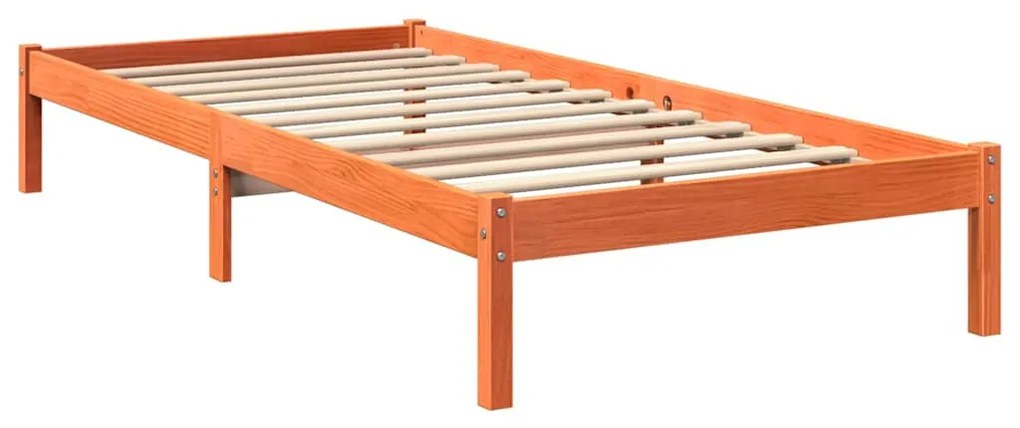 Cama c/ estante sem colchão 100x200cm pinho maciço castanho-mel