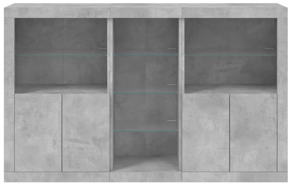 Aparador com luzes LED 162x37x100 cm cinzento cimento
