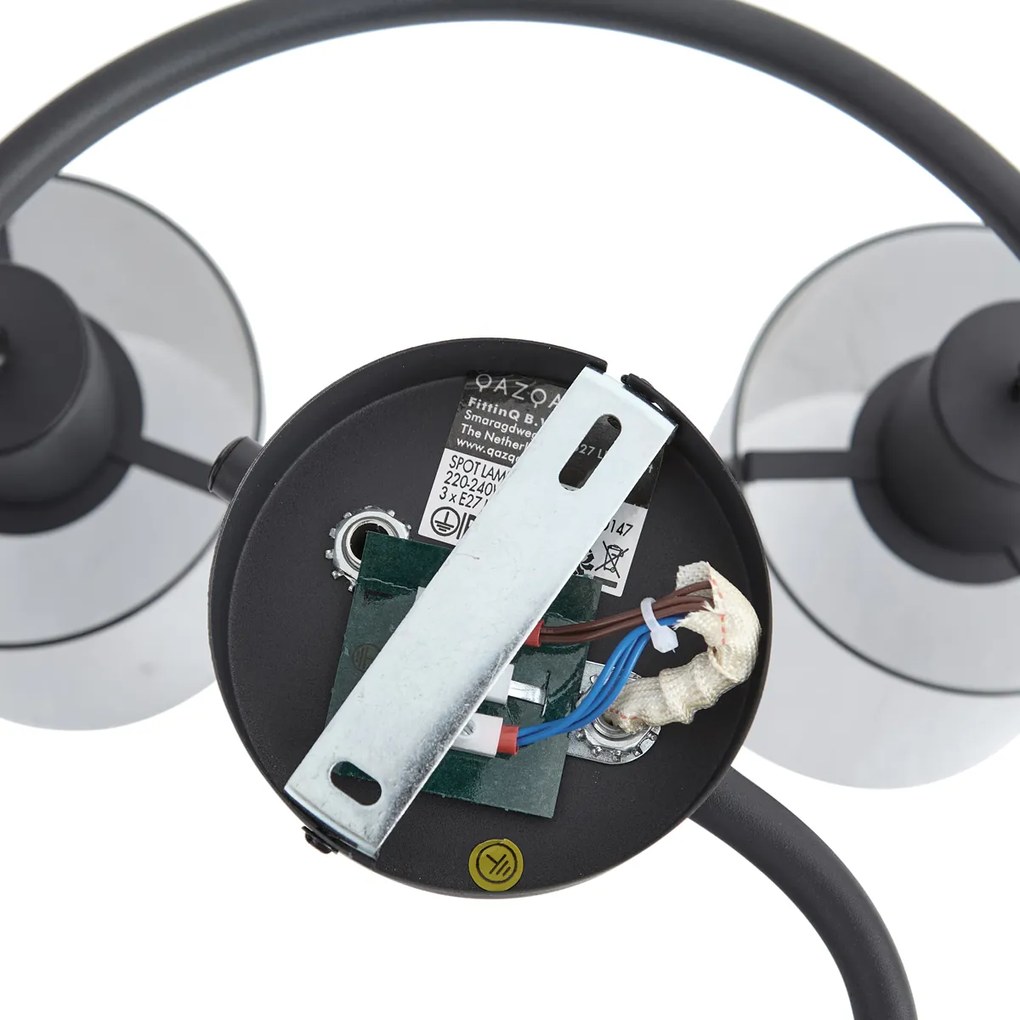 Foco de teto de design preto com vidro fumê redondo 3 luzes - Domo