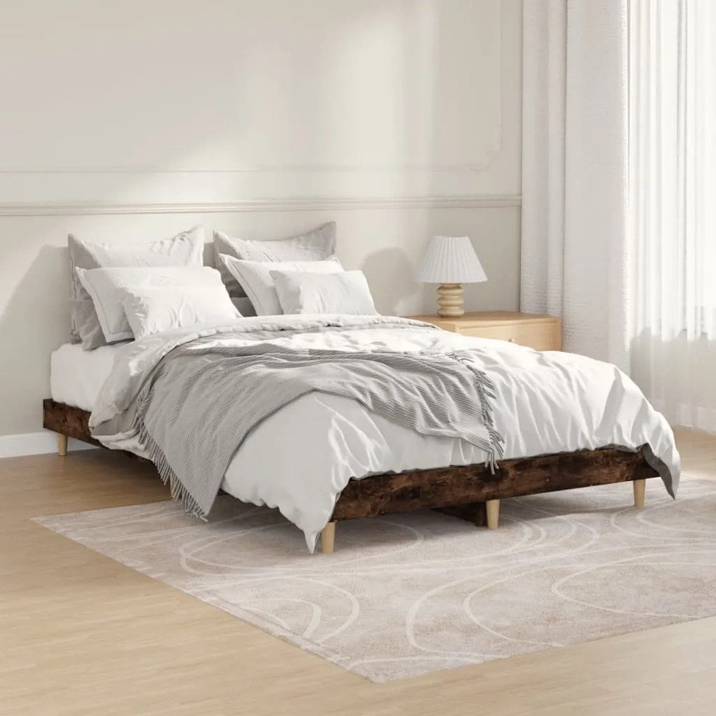 Estrutura cama s/ colchão derivados de madeira carvalho fumado