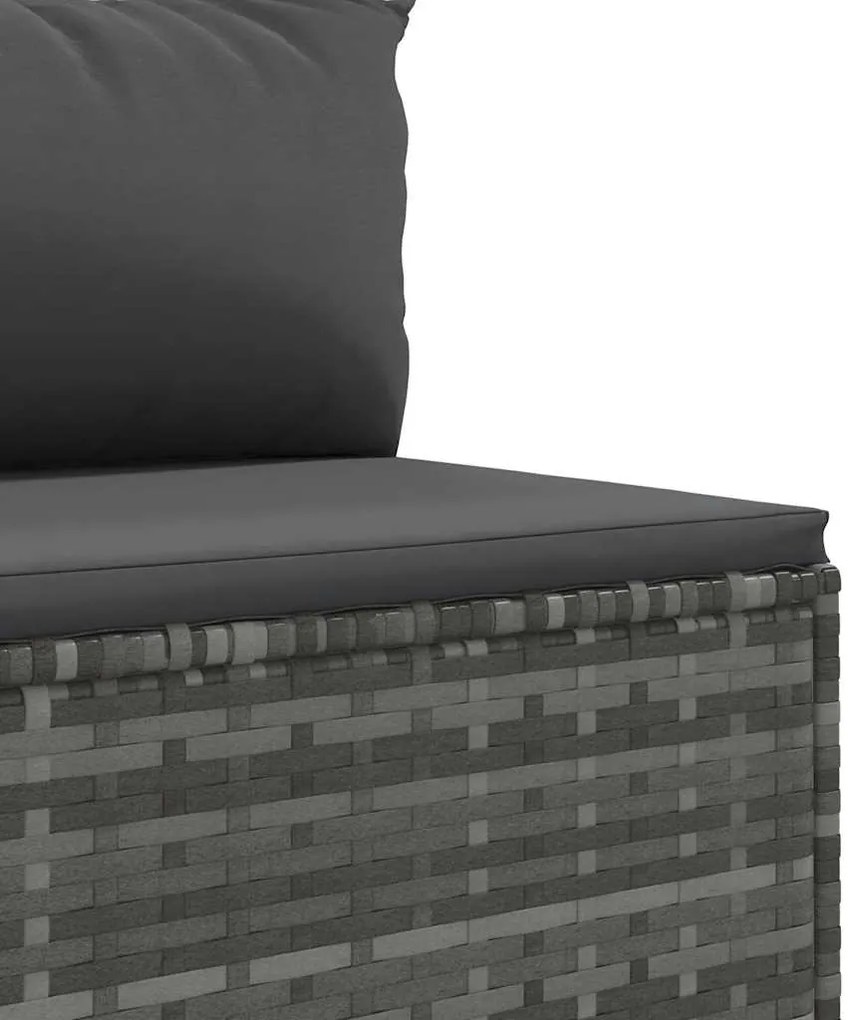 5 pcs conjunto sofás de jardim c/ almofadões vime PE cinzento