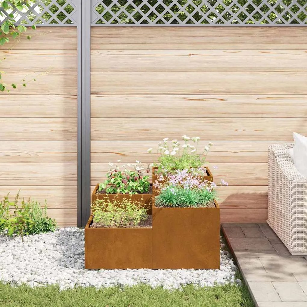 Jardineira vidaXL 100x100x48 cm em Aço Resistente à Corrosão
