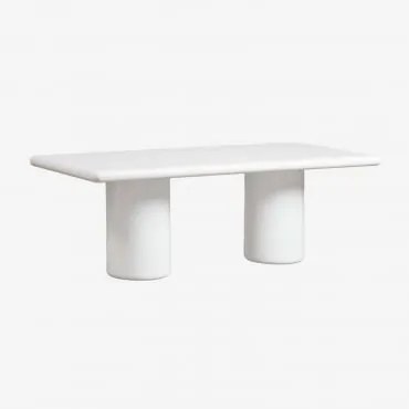 Mesa De Jardim Retangular 220x100 Cm Em Cimento Namara Branco Brilhante - Sklum