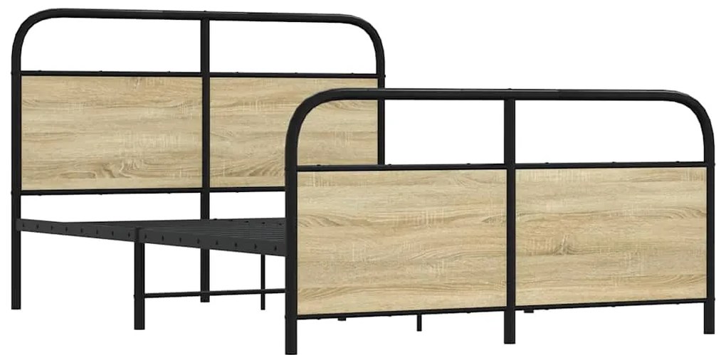 Estrutura de cama sem colchão 140x190 cm metal carvalho sonoma