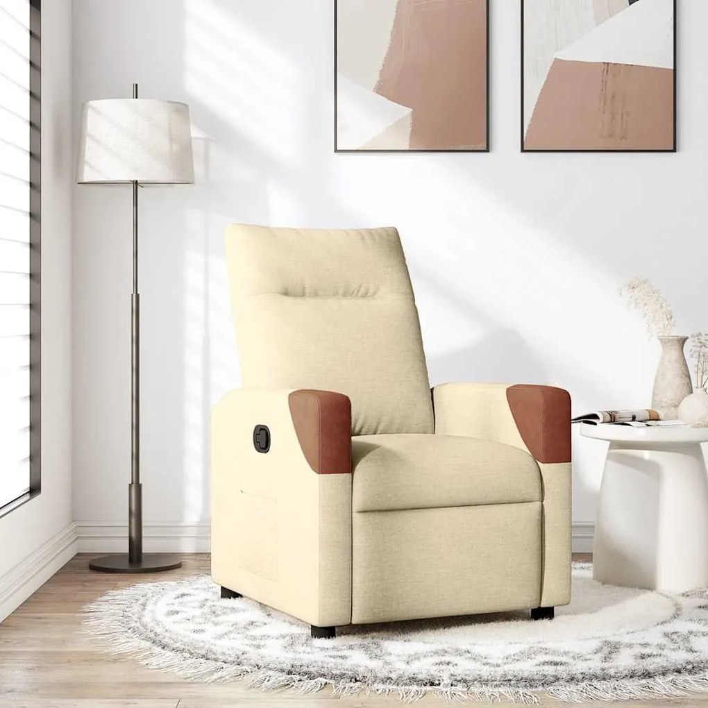 vidaXL Poltrona reclinável tecido cor creme