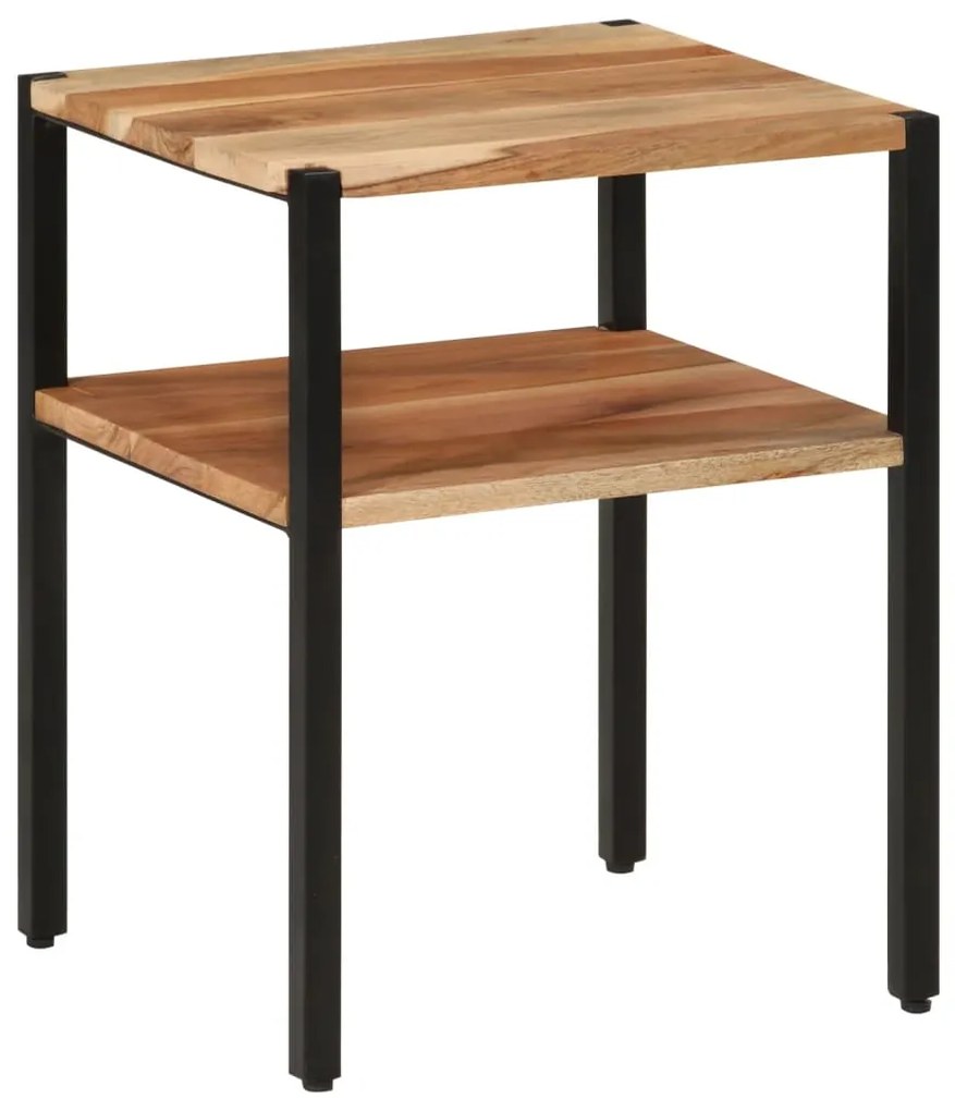 vidaXL Mesa de apoio 35x35x45 cm madeira de acácia maciça e ferro