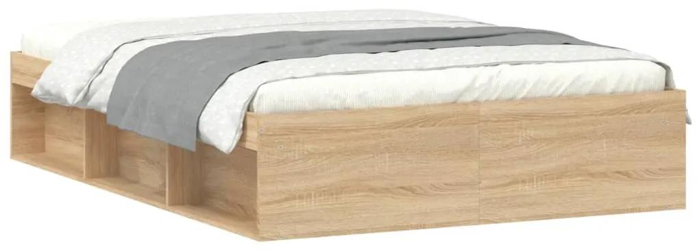 Estrutura de cama de casal 135x190 cm carvalho sonoma
