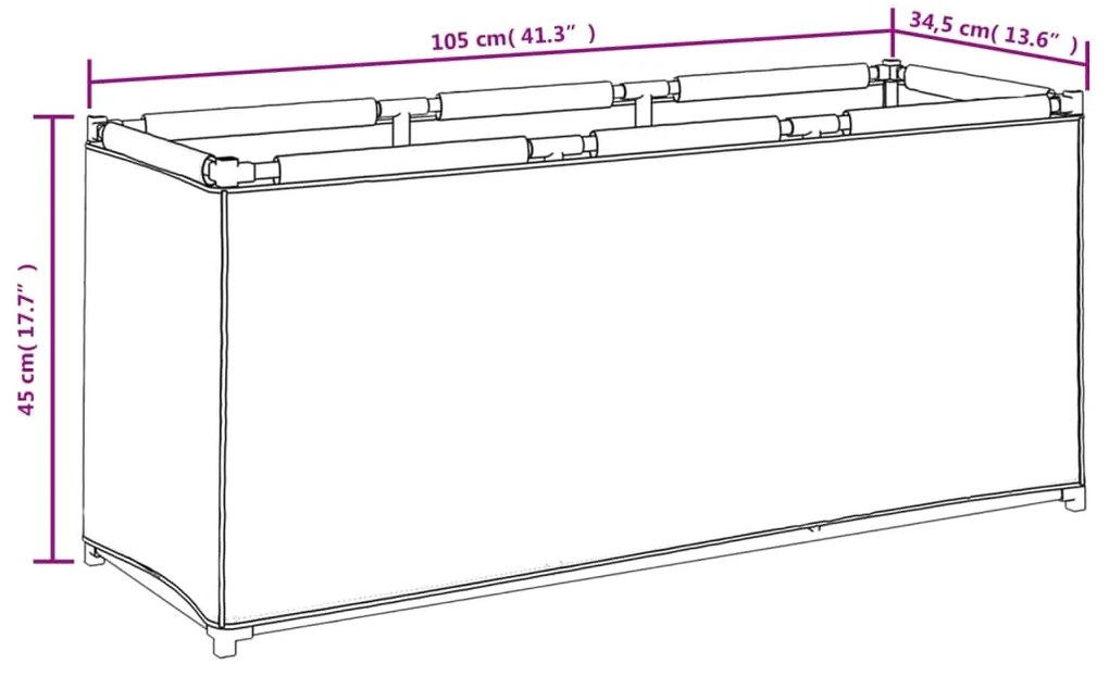 Caixa de arrumação 105x34,5x45 cm tecido cor creme