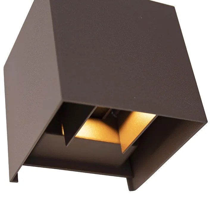 Candeeiro de parede exterior castanho ferrugem com LED 2-luzes IP54 - Edwin Moderno