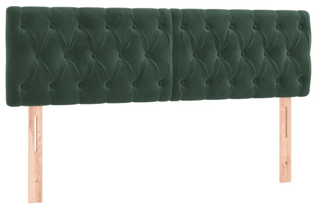 Cama box spring c/ colchão/LED 140x200 cm veludo verde-escuro