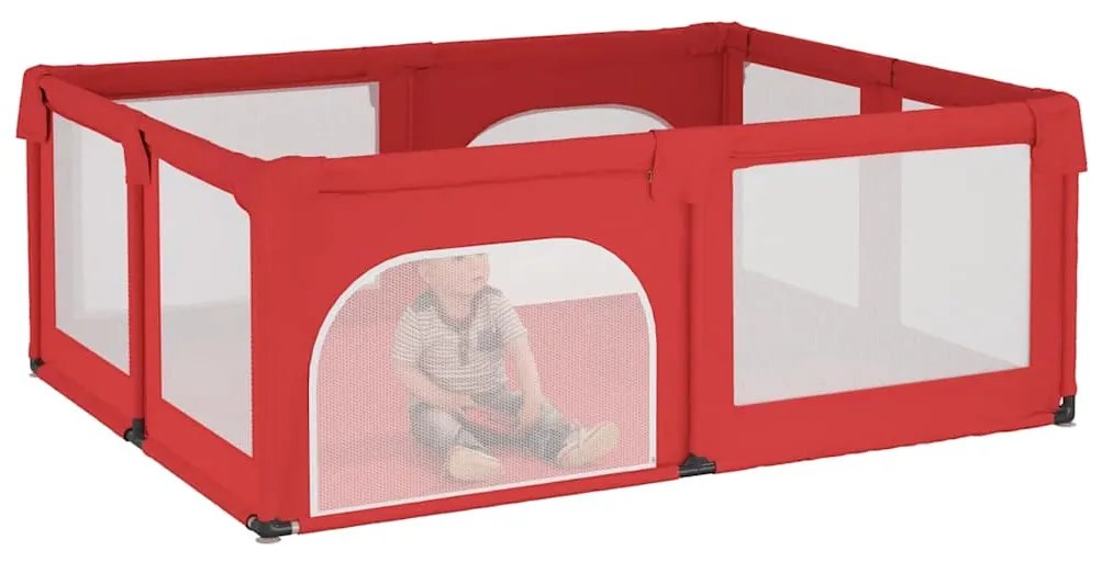 Parque para bebés com 2 portas tecido Oxford vermelho