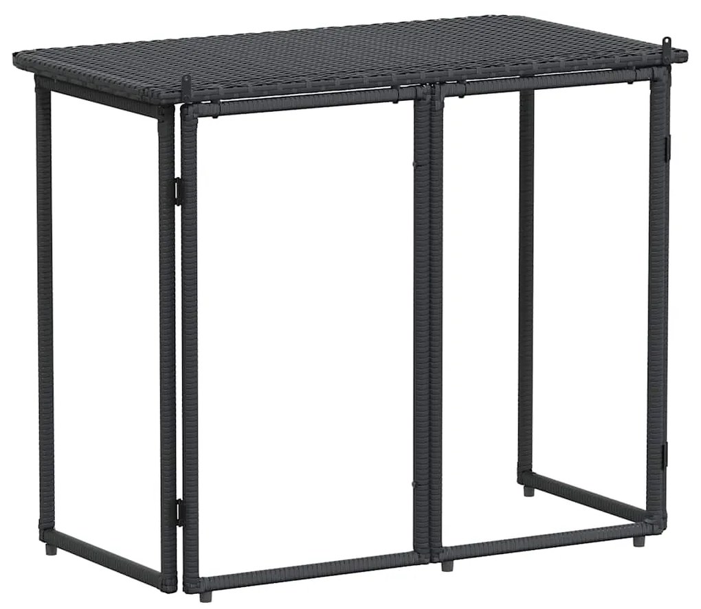 Mesa de jardim dobrável 90x51x75 cm vime PE preto