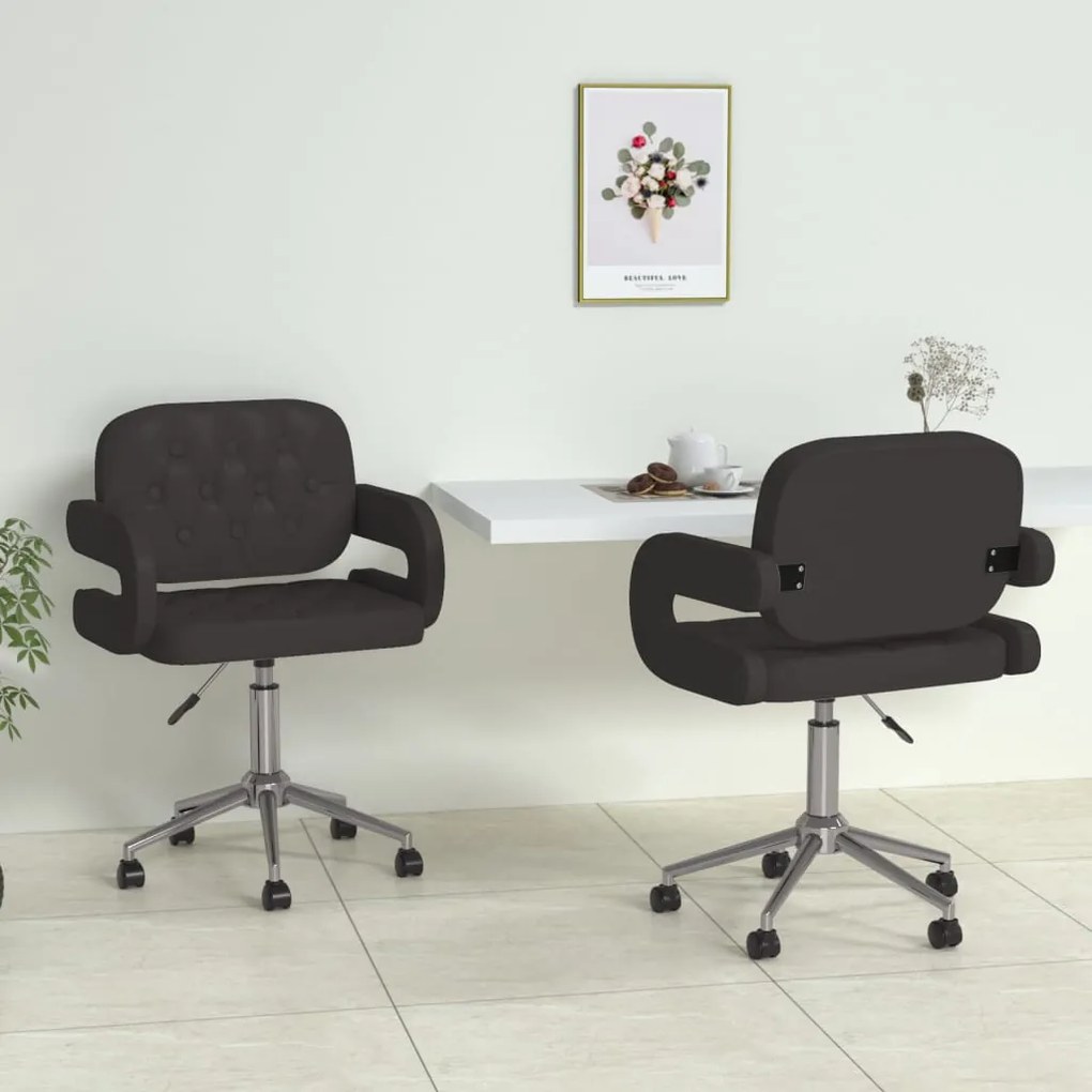 vidaXL Cadeiras de jantar giratórias 2 pcs couro artificial preto