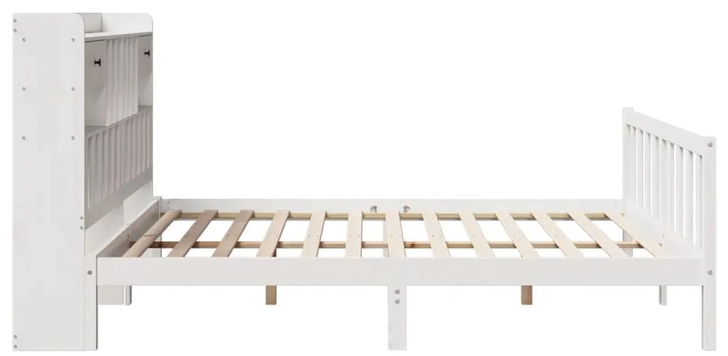 Cama com estante sem colchão 200x200 cm pinho maciço branco