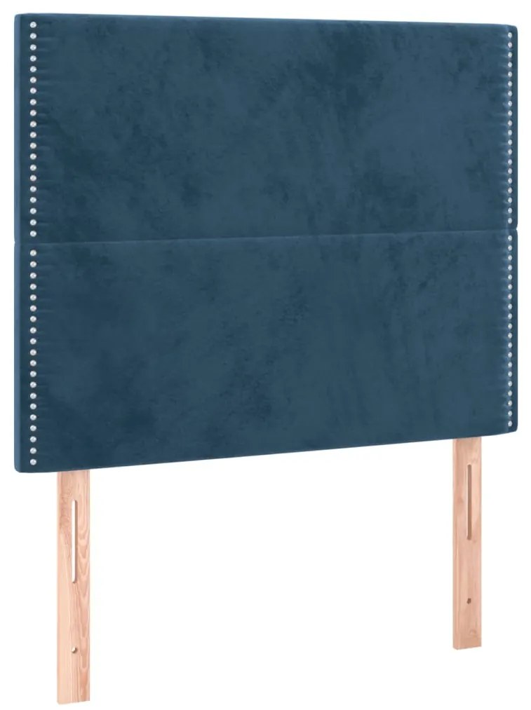 Cama box spring c/ colchão/LED 120x200 cm veludo azul-escuro