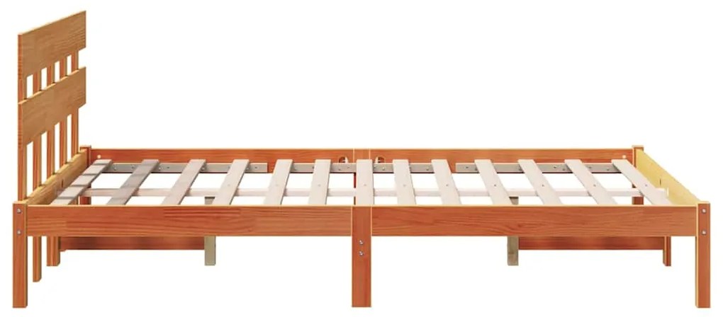 Estrutura de Cama com Cabeceira Castanho Encerado 140x190 cm Madeira S