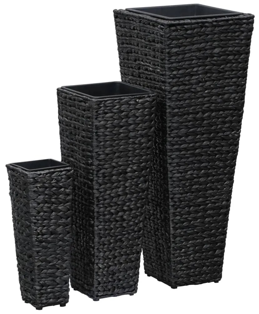Vasos/floreiras 3 pcs jacinto de água preto