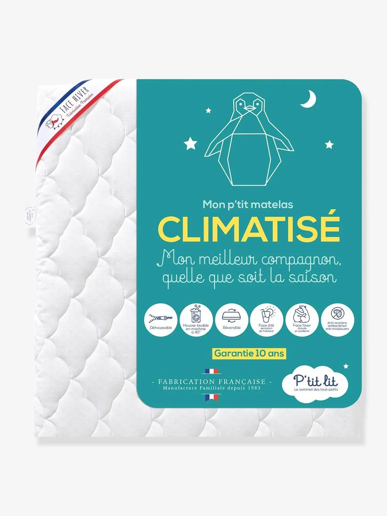 Colchão Climatise antiácaros, para bebé, capa amovível branco