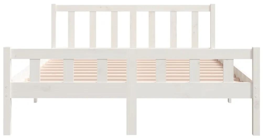 Estrutura de cama 140x200 cm madeira maciça branco