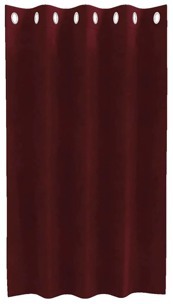 Cortinas Blackout vidaXL com Ilhós 2 pcs Vermelho Vinho Veludo