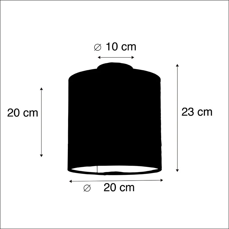 Candeeiro de teto com abajur de veludo verde com dourado 20 cm - Combi Preto Country / Rústico