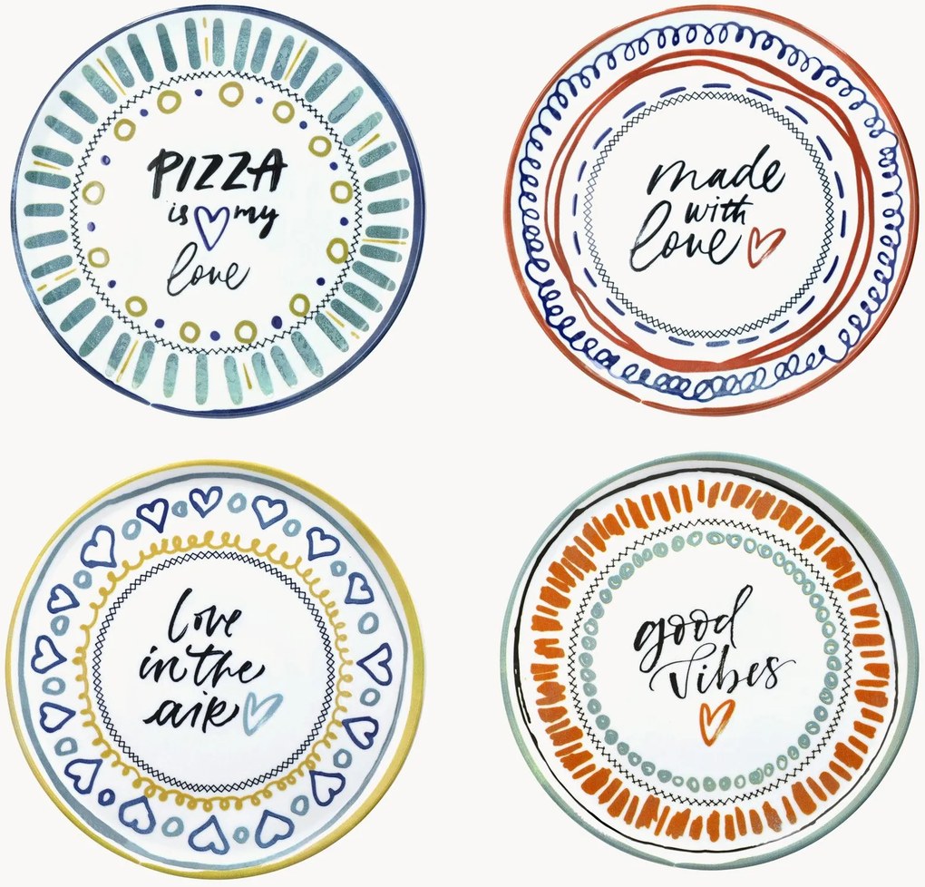 Pratos de pizza em porcelana Cinzia, conjunto de 4