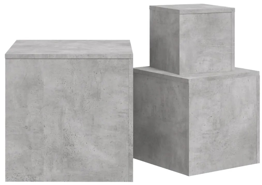 Mesas de apoio 3 pcs derivados de madeira cinza cimento