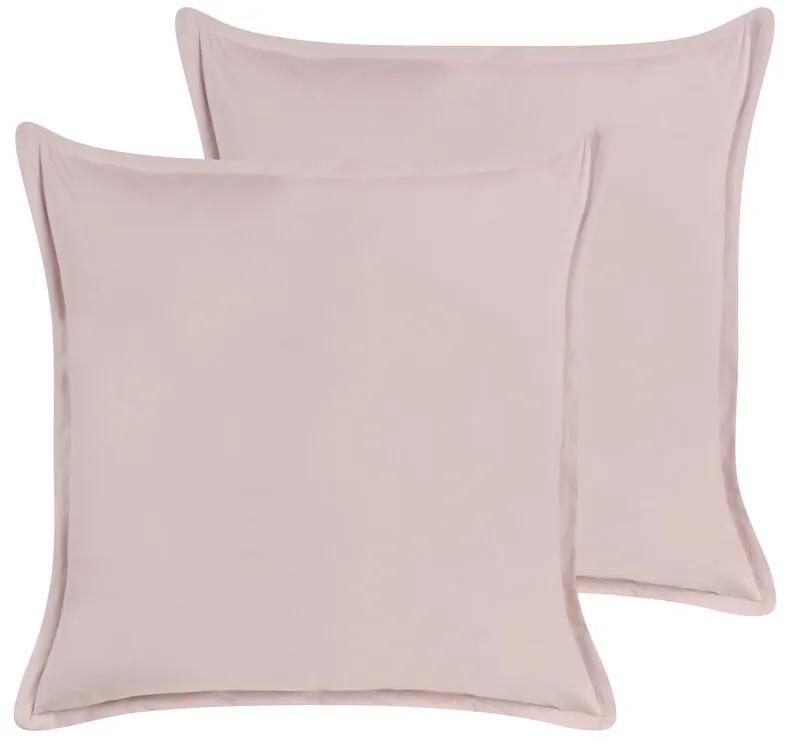 Conjunto de 2 almofadas decorativas em veludo rosa 60 x 60 cm EUSTOMA Beliani