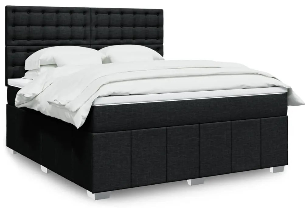 vidaXL Cama com molas/colchão 180x200 cm tecido preto