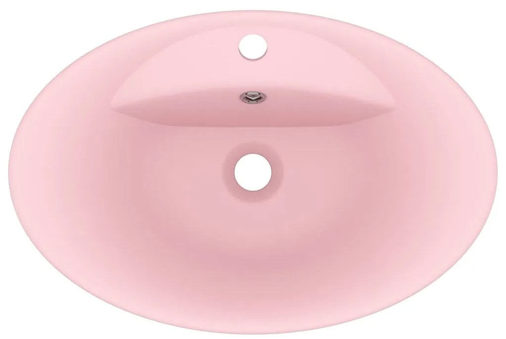 Lavatório luxuoso oval 58,5x39 cm cerâmica rosa mate