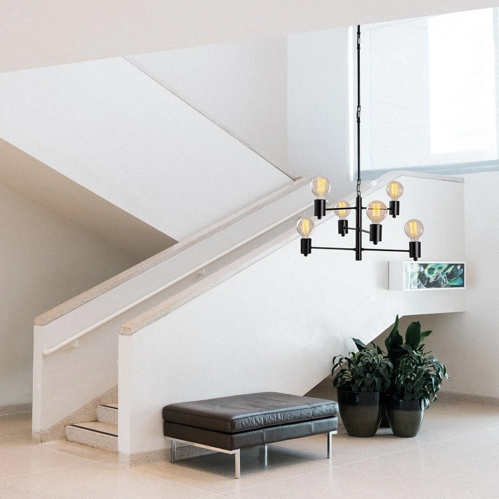 Candeeiro Suspenso Hexa – Preto – 61 x 61 cm