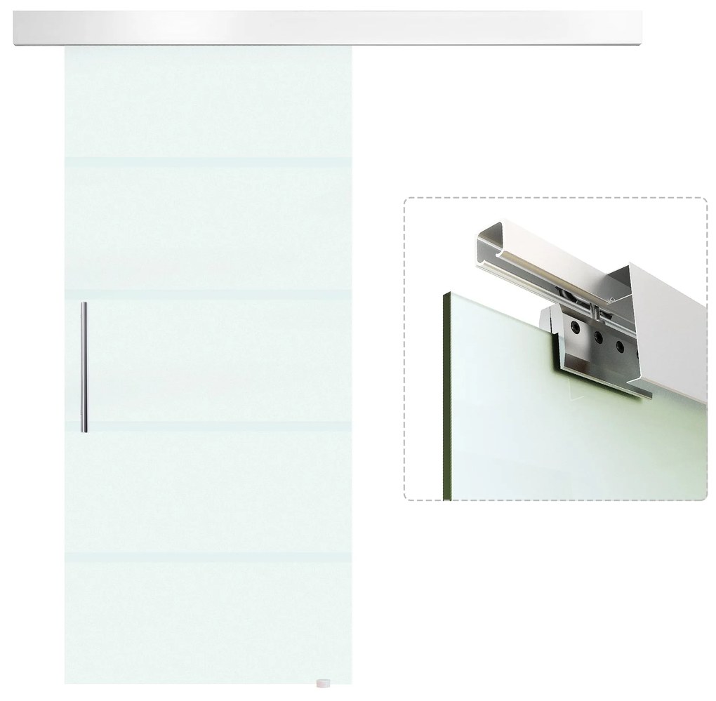 Porta de Correr de Vidro 90x205 cm Porta de Correr de Vidro com Trilho
