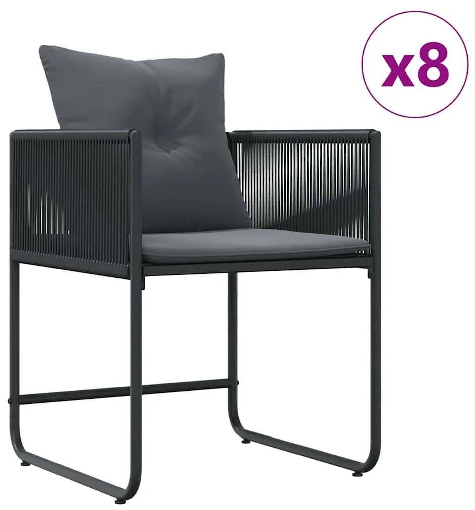 Conjunto de Jantar de Jardim com 12 Peças e Almofadas em Aço e Rattan