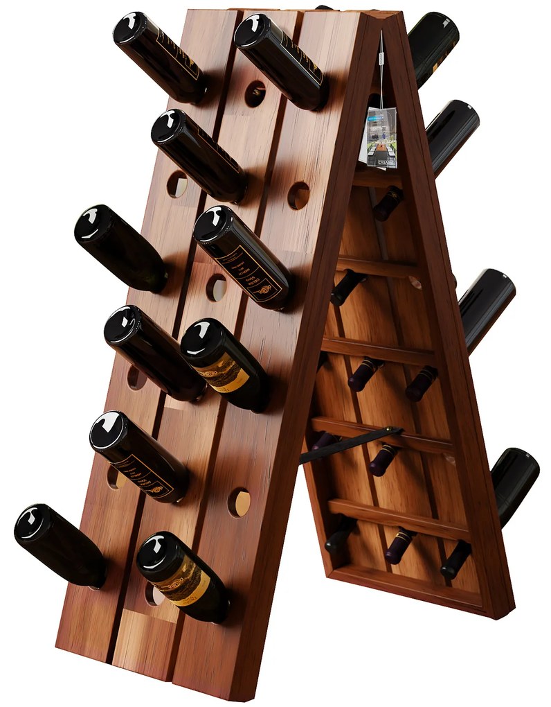Garrafeiras dobrável para 36 garrafas de vinho com design elegante 87 x 39 x 55 cm Castanho