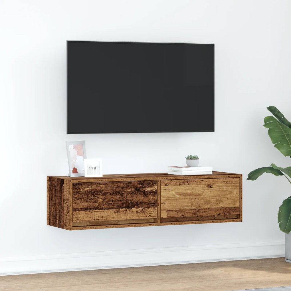 armário de TV vidaXL Madeira Velha 100x31x25,5 cm Madeira de Engenharia