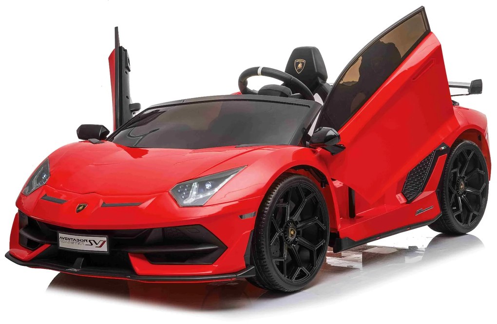 Carro elétrico para crianças Lamborghini Aventador 12V 2 Lugares, portas de abertura vertical, motor 2 x 12V, bateria de 12V, controle remoto de 2,4 G