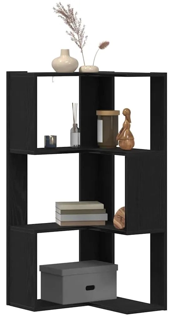 Estante de Canto vidaXL 3 Andares Carvalho Preto 50x50x102 cm Madeira