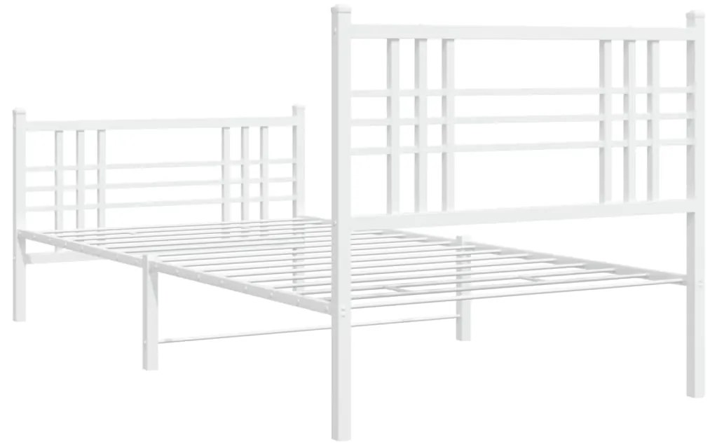 Estrutura de cama com cabeceira e pés 90x190 cm metal branco