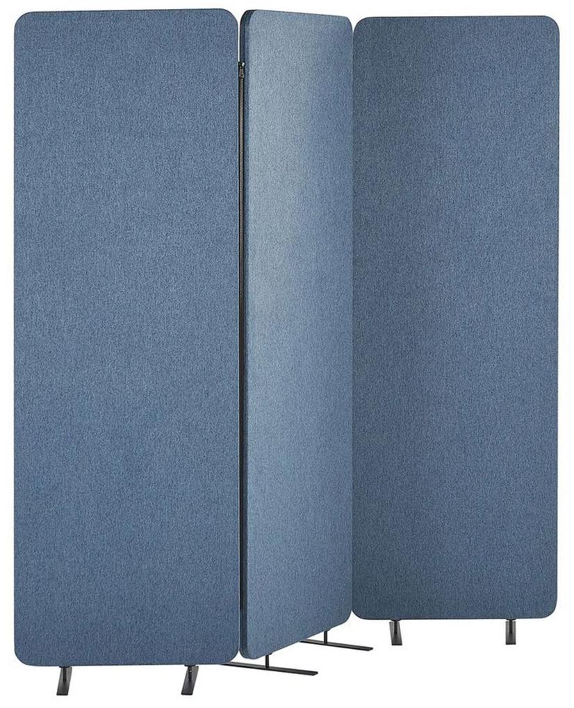 Biombo com 3 painéis acústicos azul 184 x 184 cm STANDI Beliani