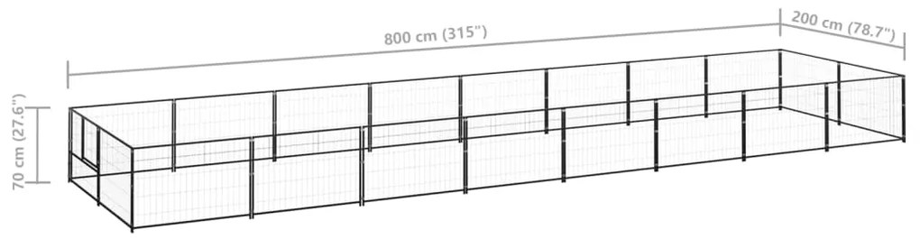 Canil para cães 16 m² aço preto