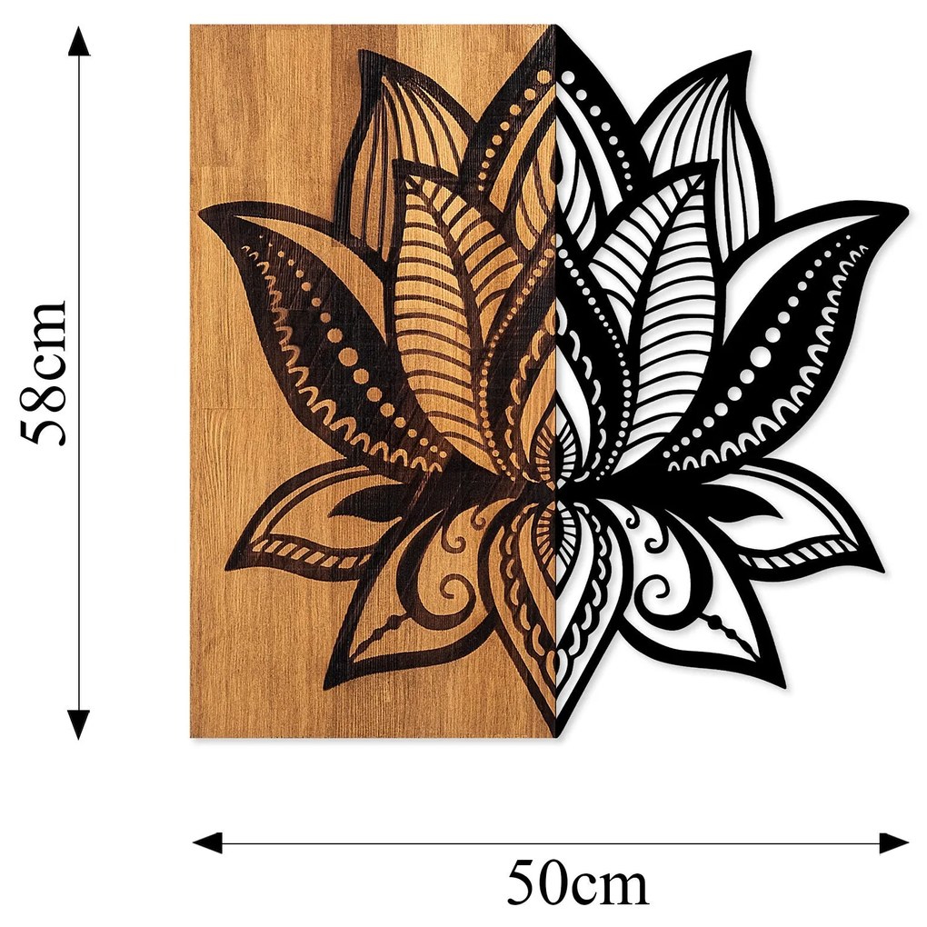 Acessório Decorativo de Parede Lotus 10 – Nogueira e Preto – 58 x 59 c