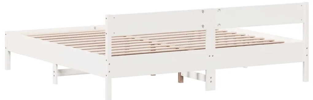 Cama sem colchão 200x200 cm madeira de pinho maciça branco