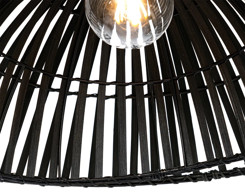 Candeeiro de Arco Oriental Preto em Bambu - Pua