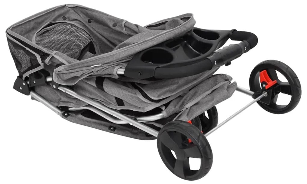 Carrinho dobrável para cães 80x46x98 cm tecido oxford cinzento
