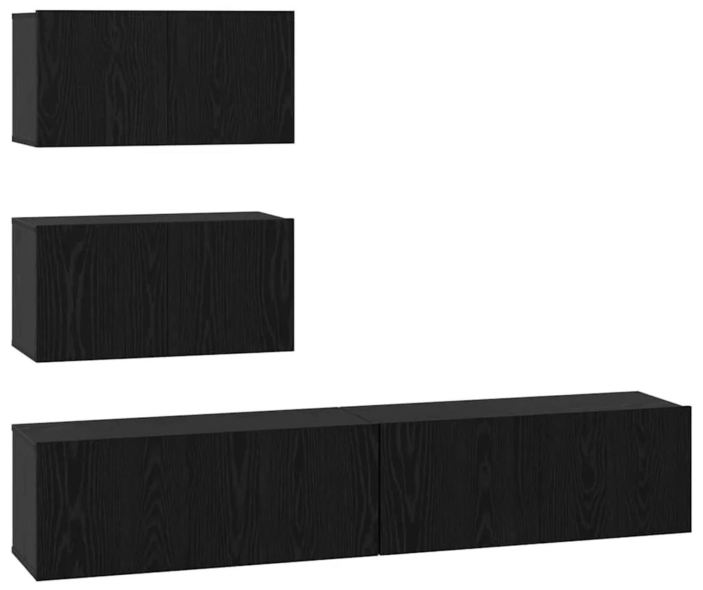 Conjunto de Estantes para TV 4 pcs Carvalho Preto