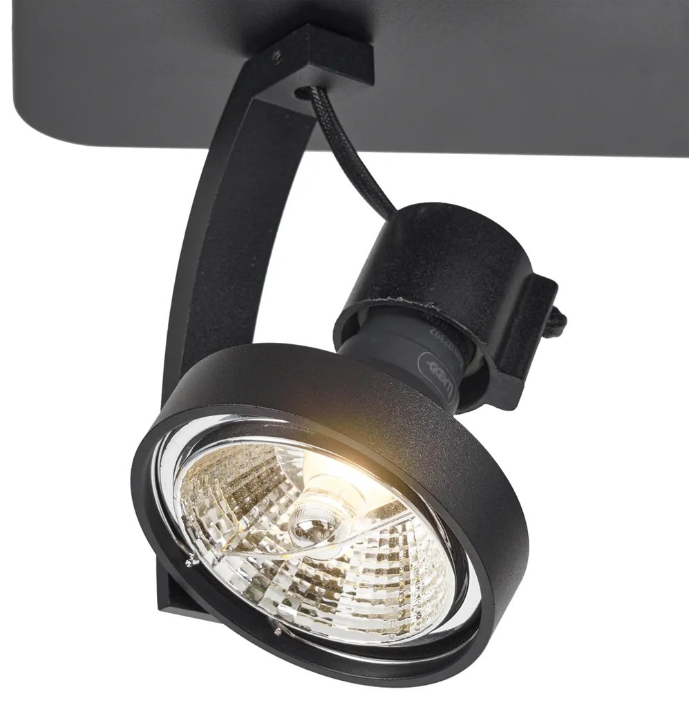 Foco de teto de design preto GU10 70mm 2-luzes ajustável - Vo Design