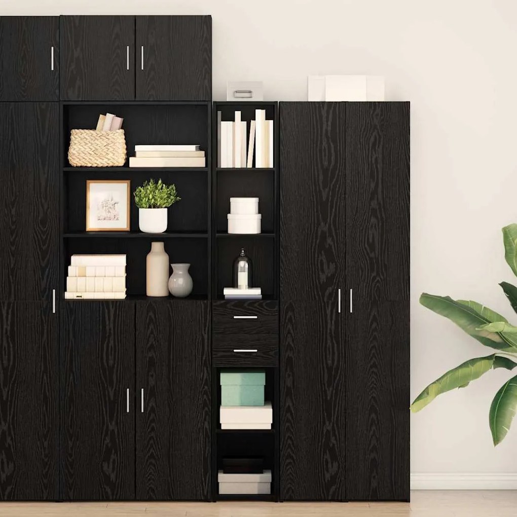 vidaXL Highboard Preto Carvalho 30x42,5x185 cm Madeira de engenharia