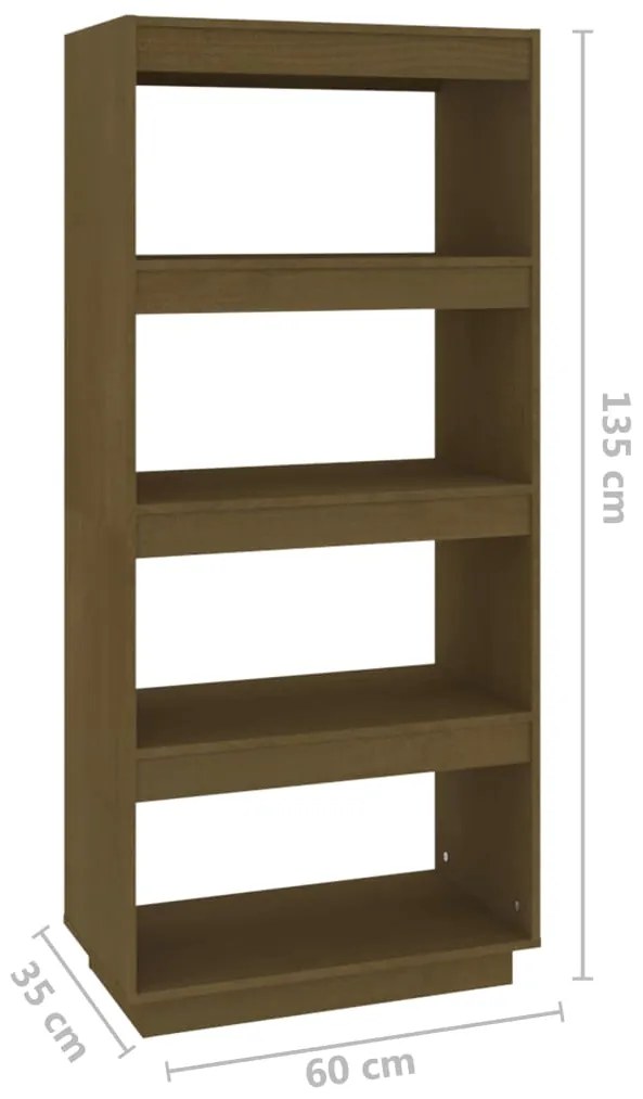 Estante/divisória 60x35x135 cm pinho maciço castanho-mel